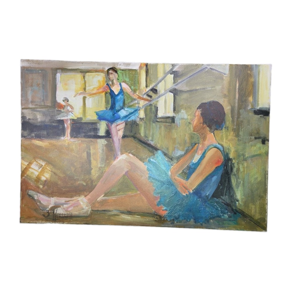 Original Painting Ballerina Ballet Studio Impressionist Acrylic 20x30 Canvas